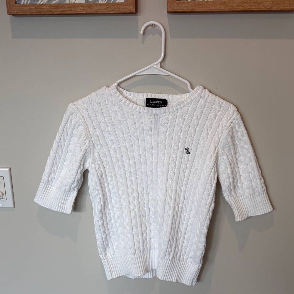 Lauren Ralph Lauren White Cable Knit Sweater